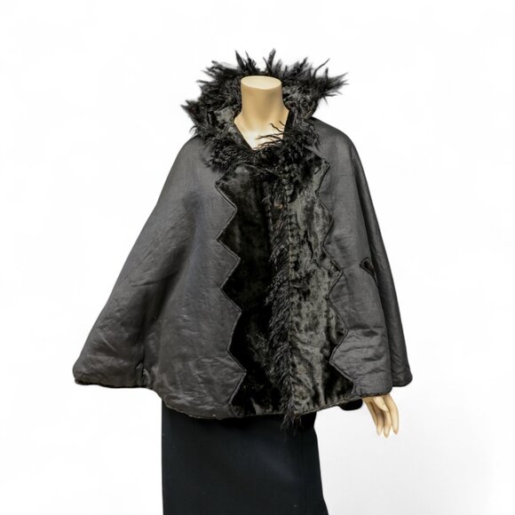 Victorian Mourning Cape * Reversible with Fur Trim - Picture 6 of 12